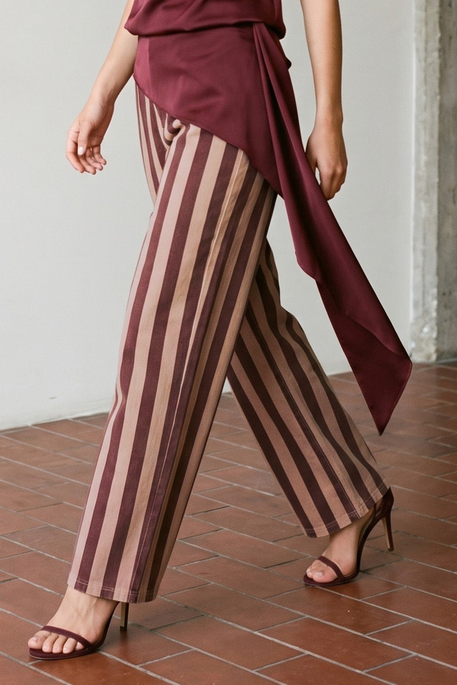 Striped Twill Relaxed Pants