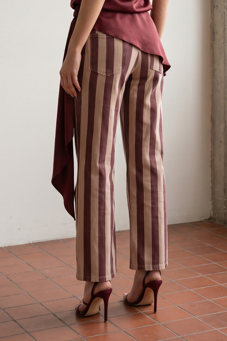 Striped Twill Relaxed Pants