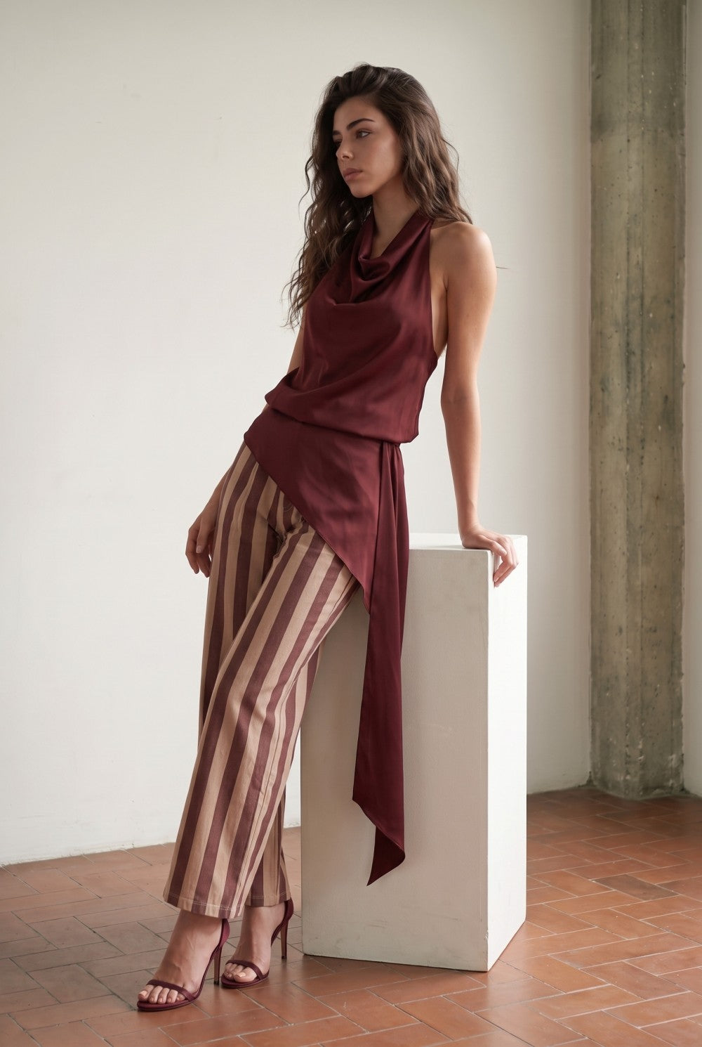 Striped Twill Relaxed Pants