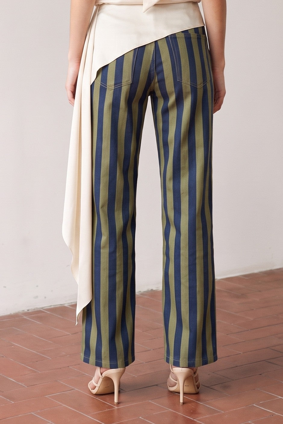 Striped Twill Relaxed Pants