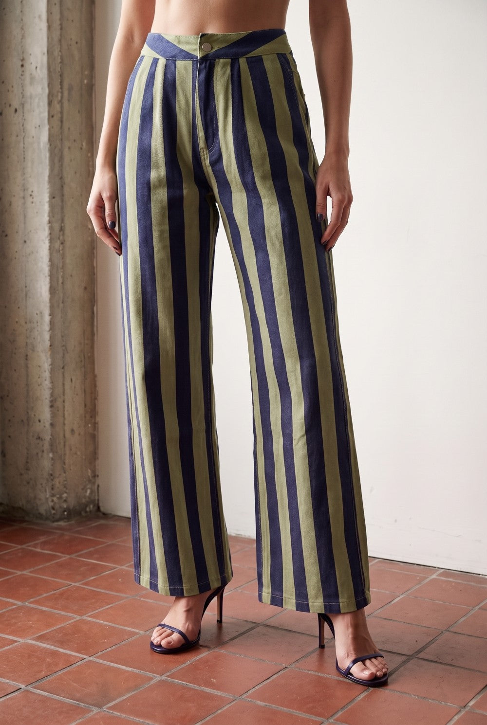 Striped Twill Relaxed Pants