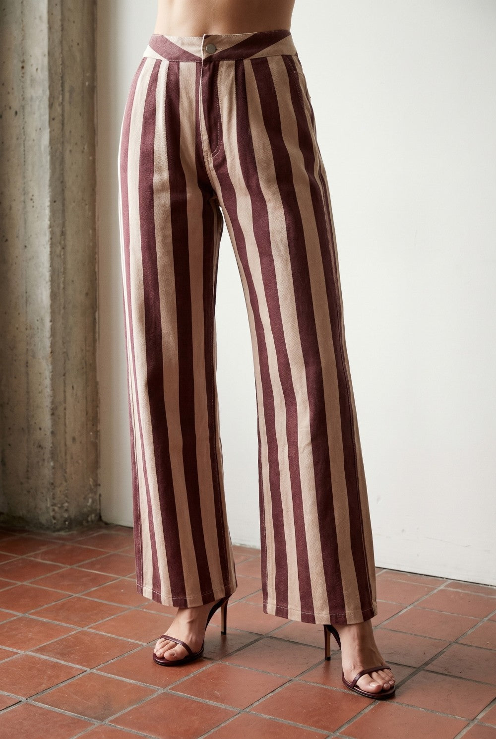 Striped Twill Relaxed Pants