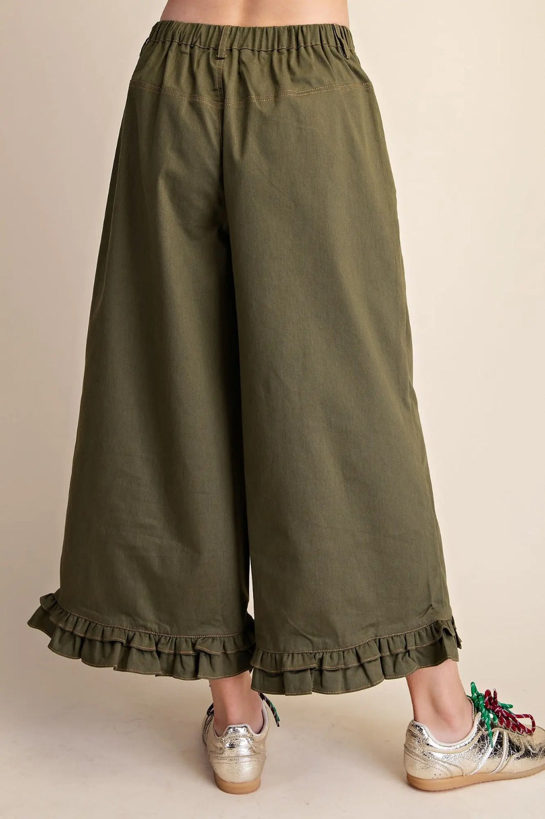Olive Ruffle Pants