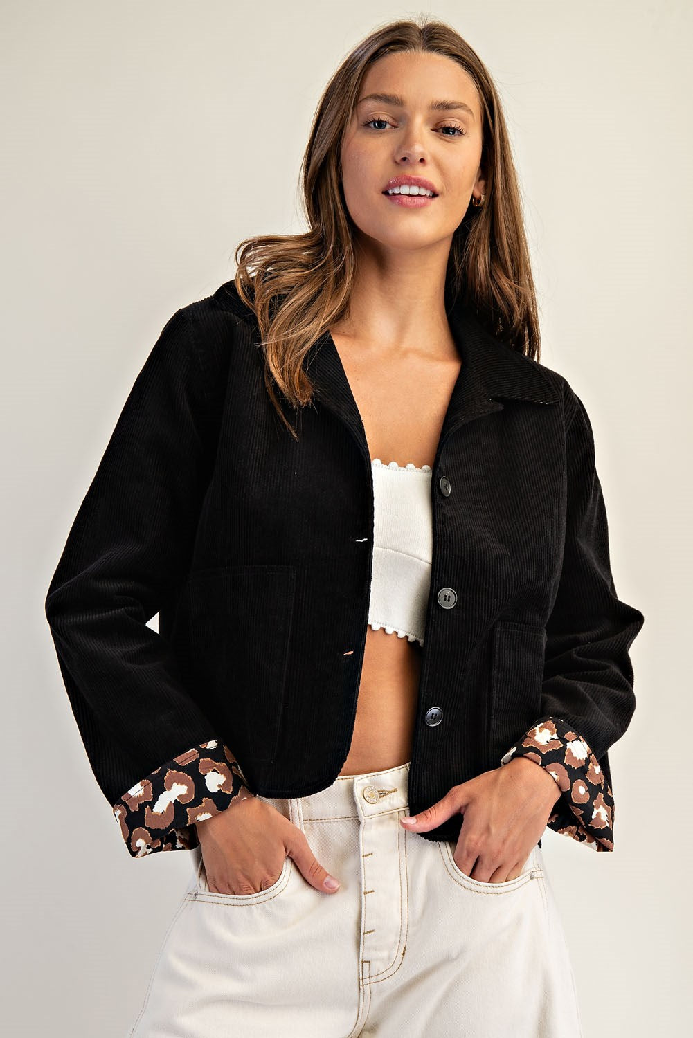 Noir Leopard Cuff Jacket