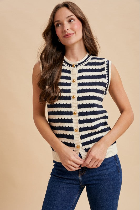Striped knit vest