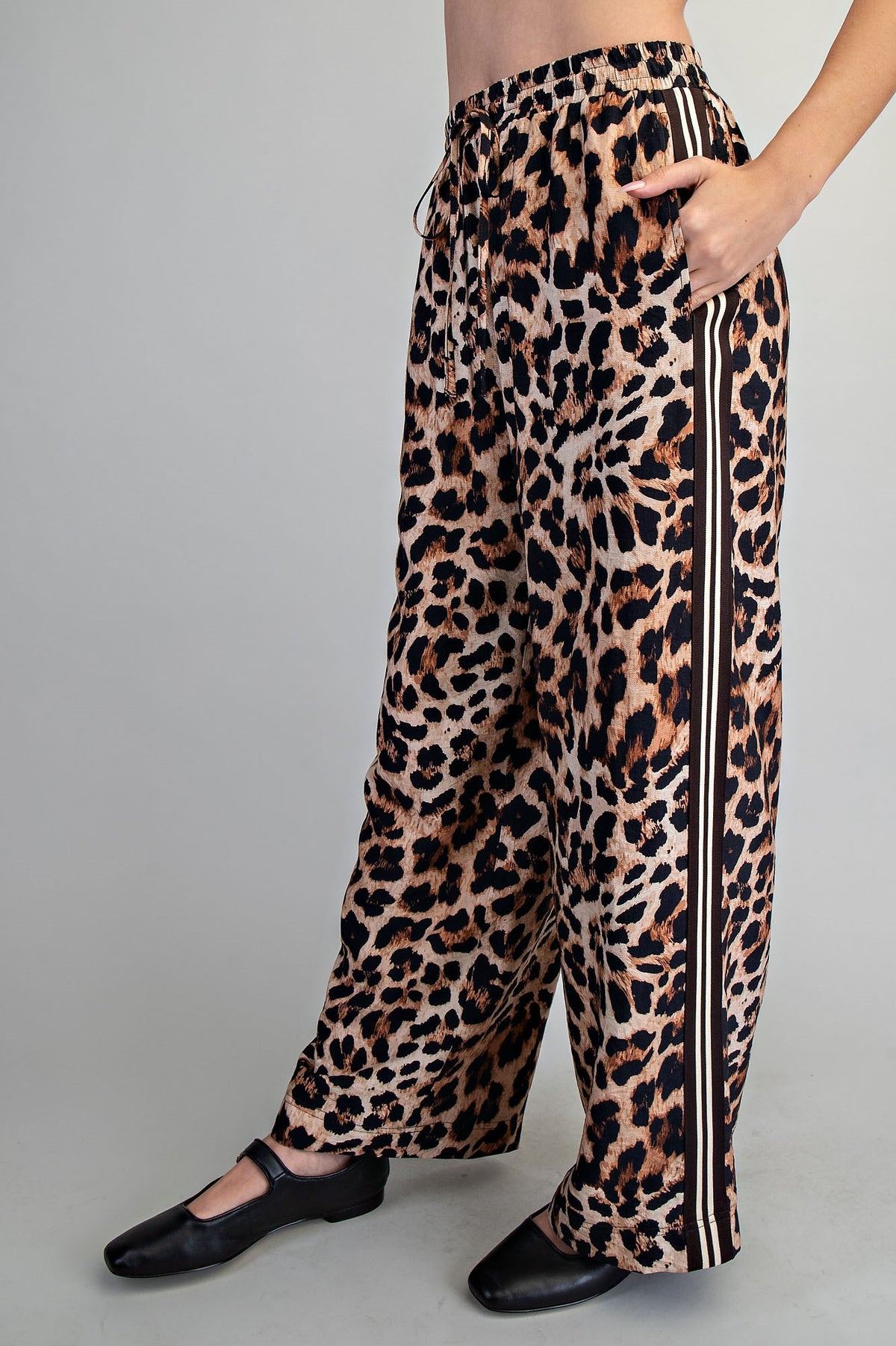 Leopard Print Side Stripe Pants
