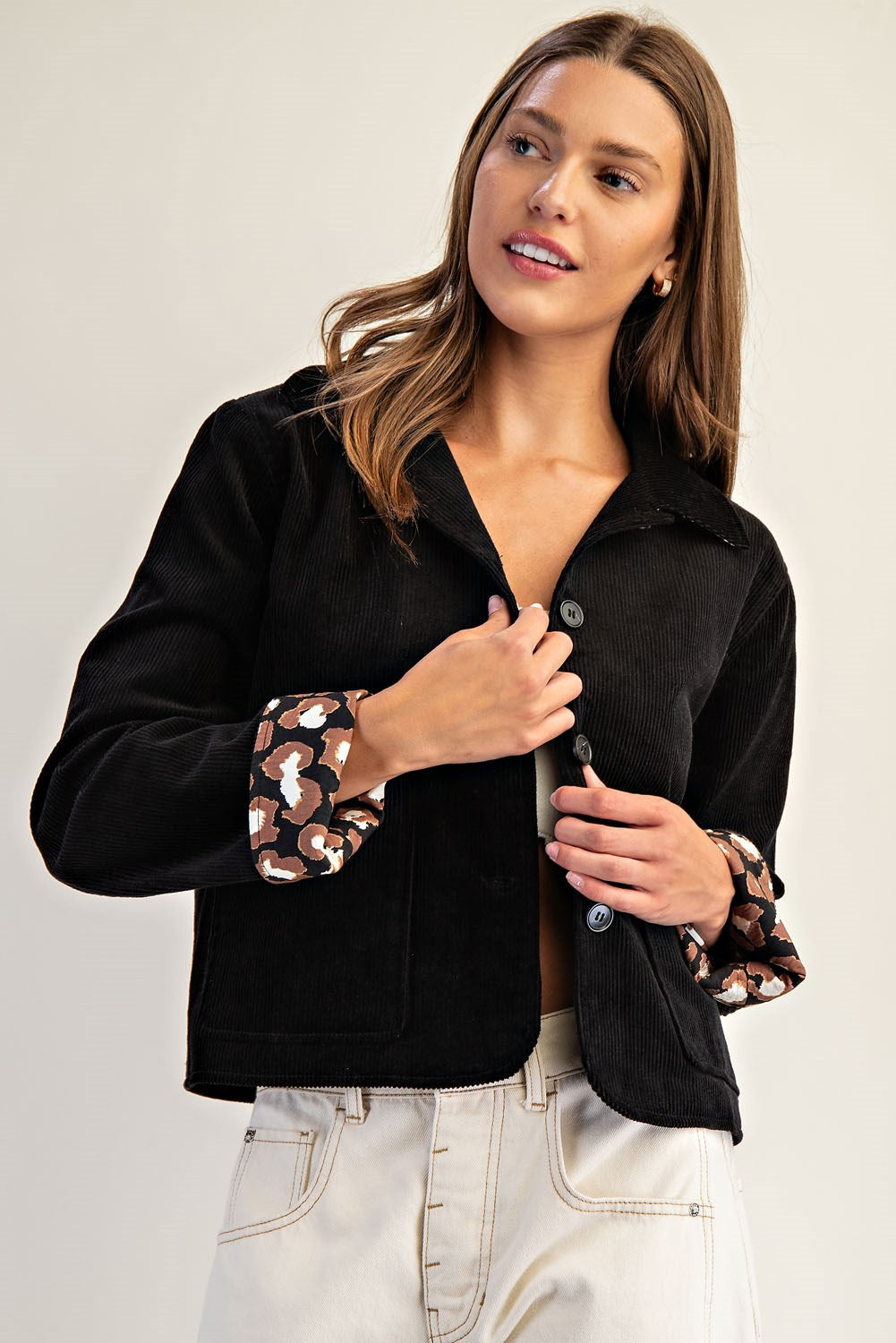 Noir Leopard Cuff Jacket