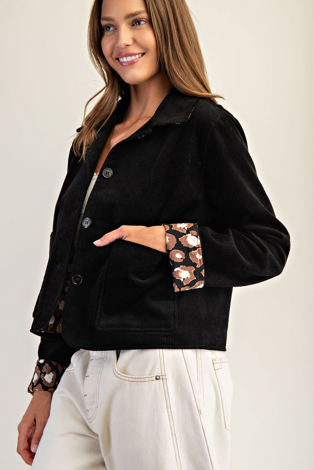 Noir Leopard Cuff Jacket