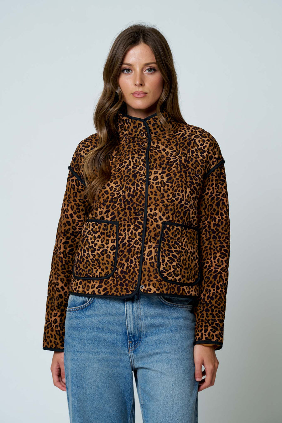 LEOPARD PRINT SNAP BUTTON JACKET