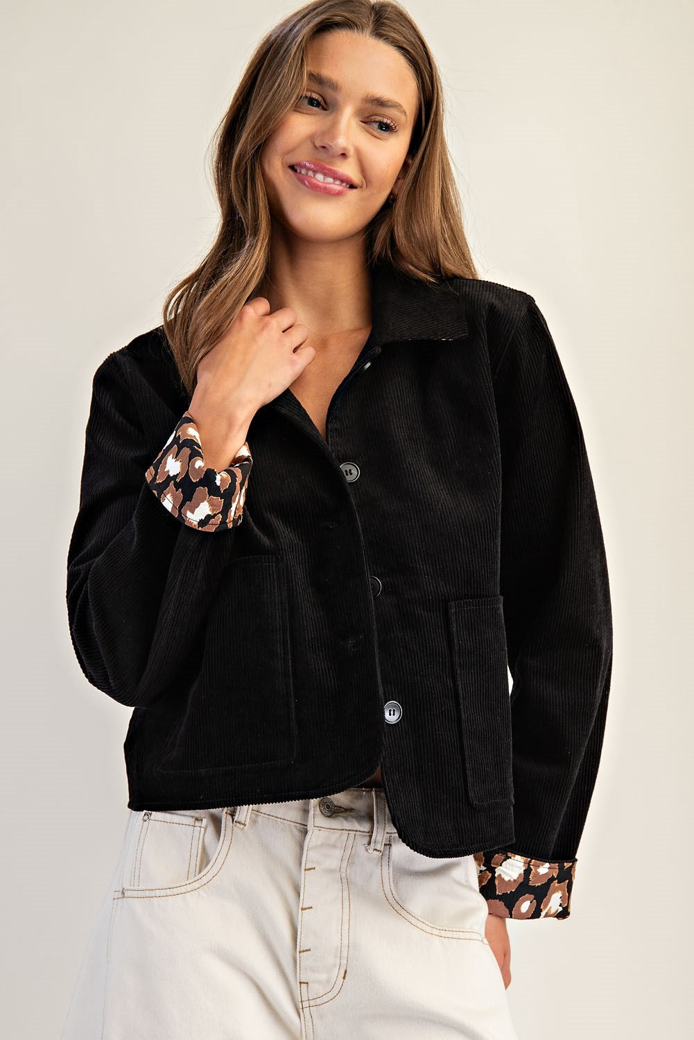 Noir Leopard Cuff Jacket