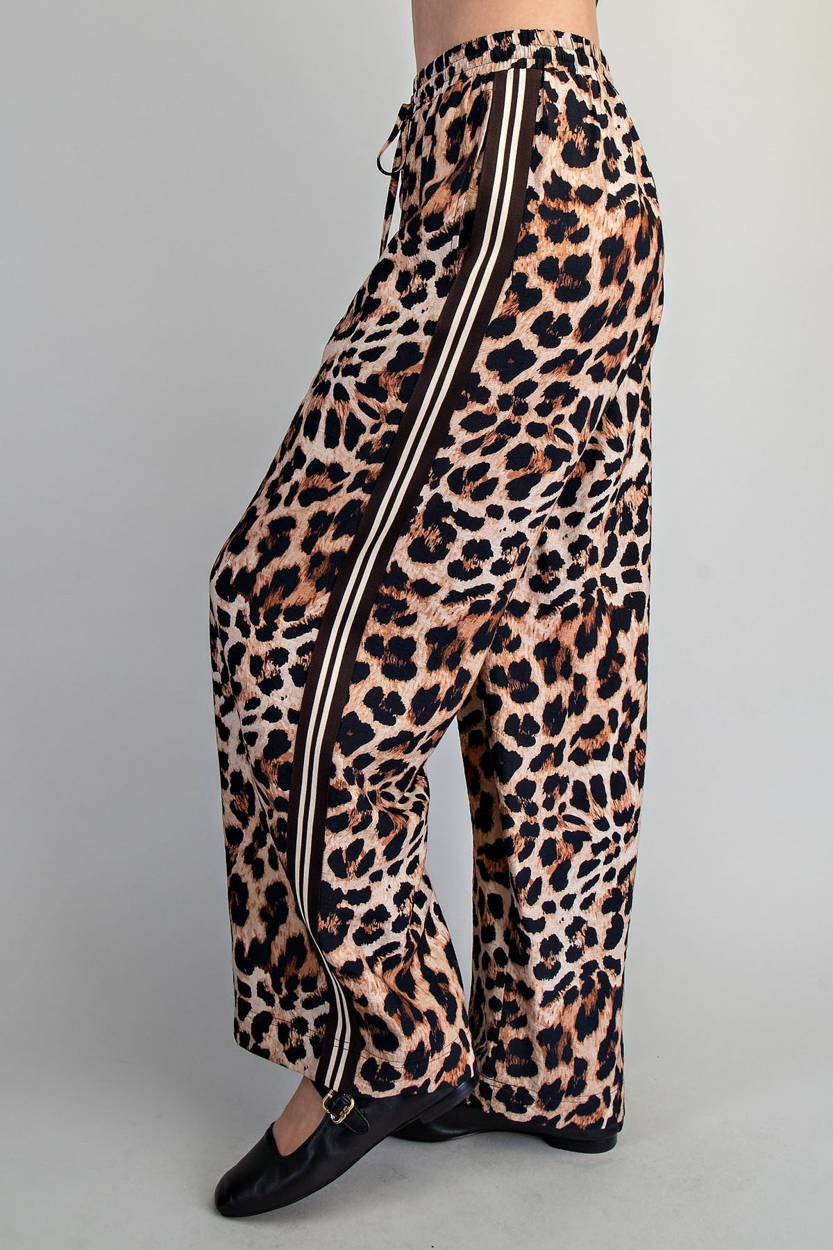 Leopard Print Side Stripe Pants
