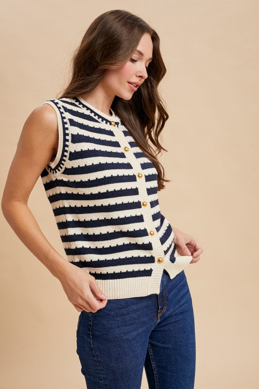 Striped knit vest