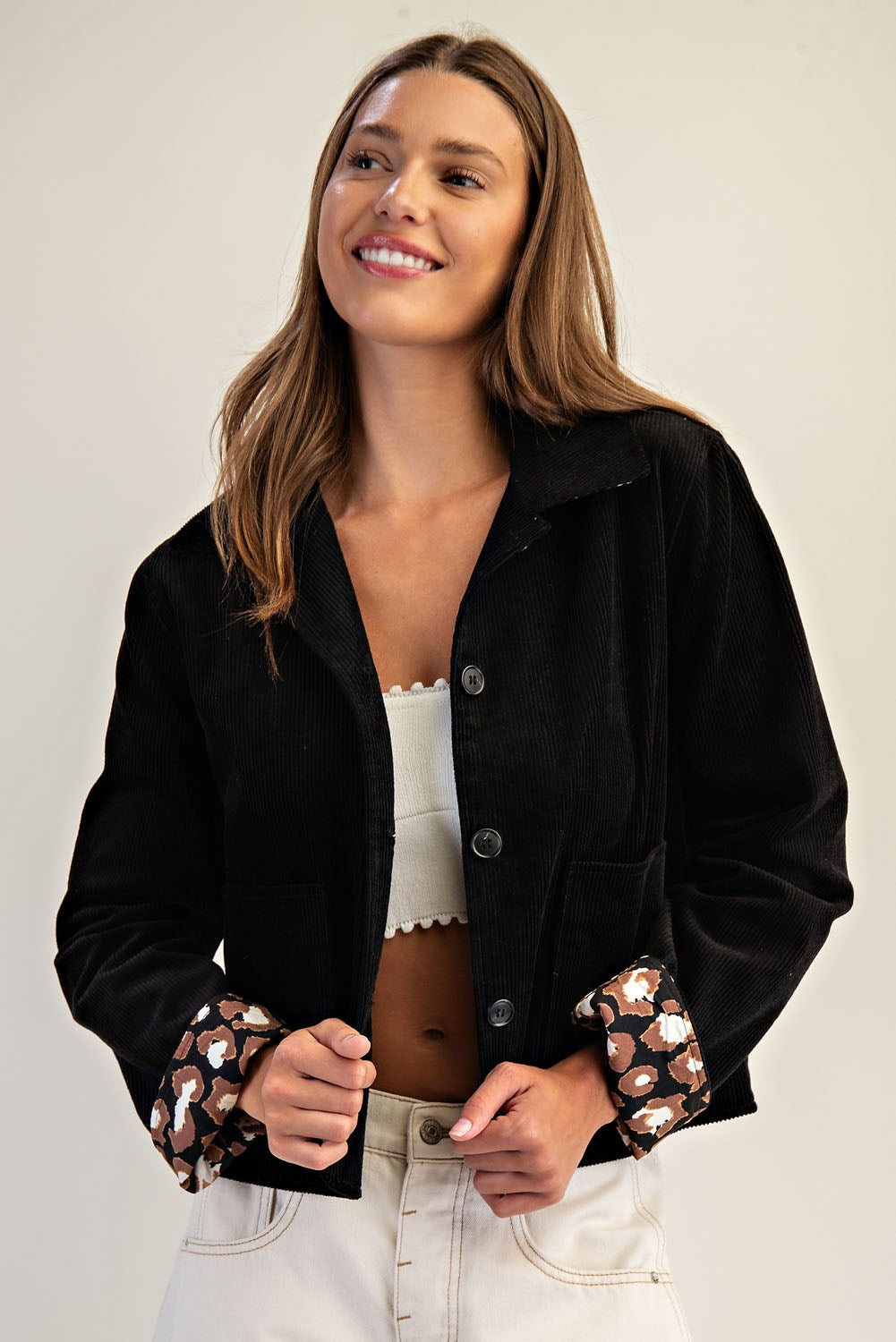 Noir Leopard Cuff Jacket
