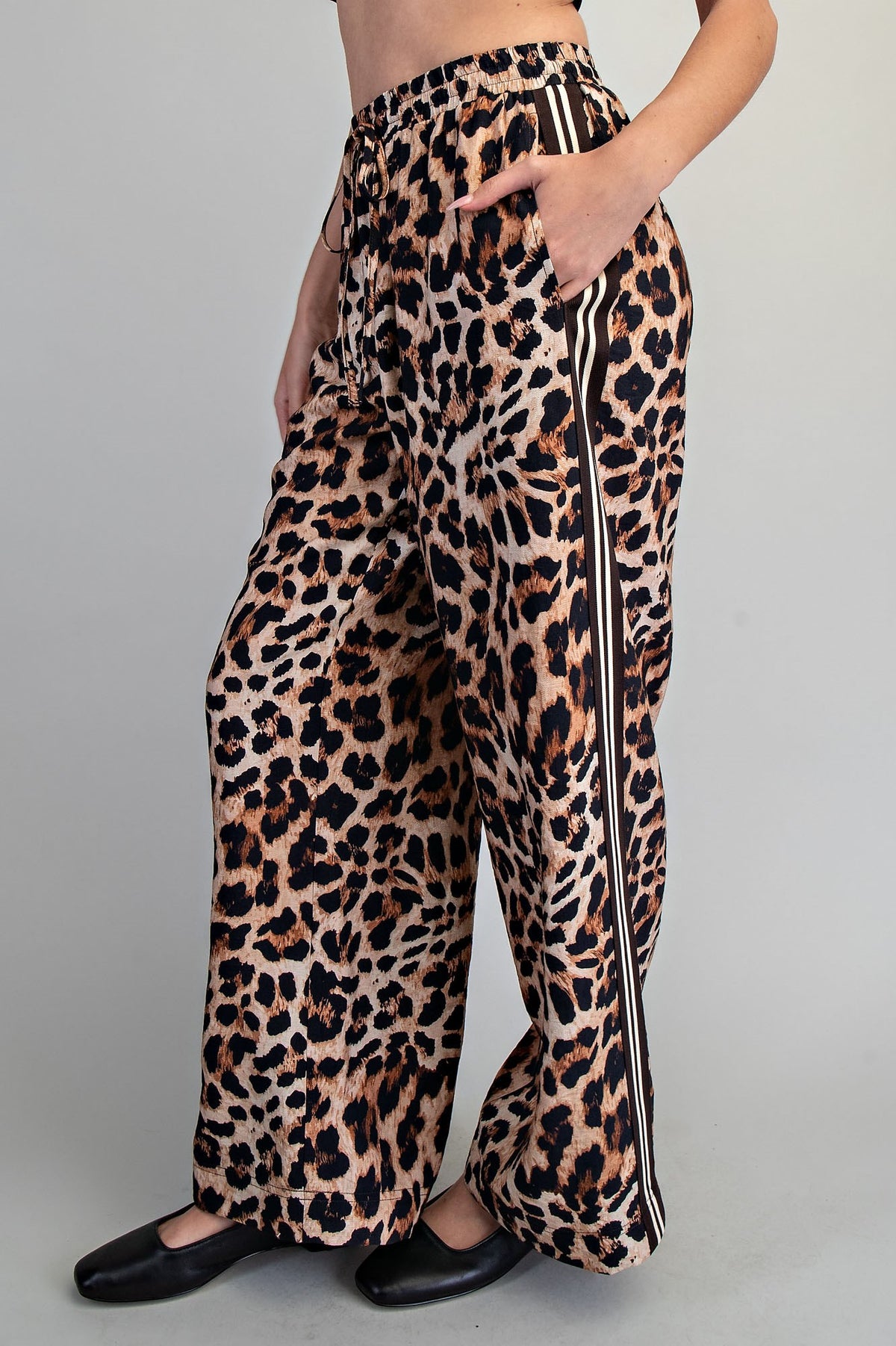 Leopard Print Side Stripe Pants