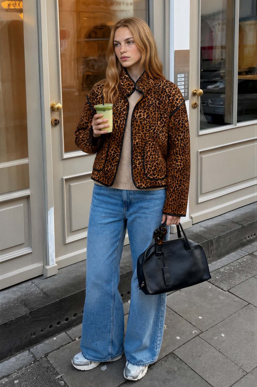 LEOPARD PRINT SNAP BUTTON JACKET