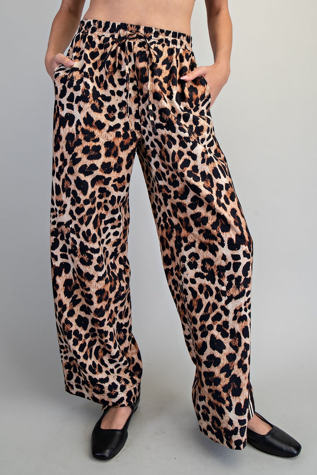 Leopard Print Side Stripe Pants