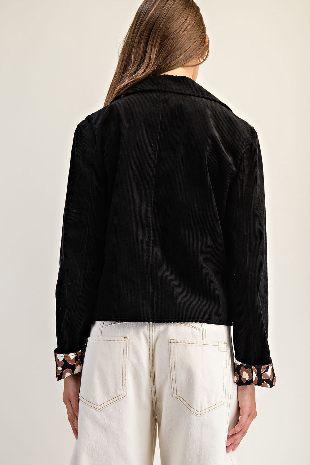 Noir Leopard Cuff Jacket
