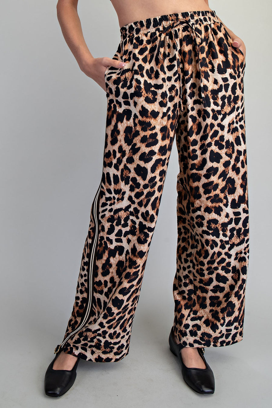 Leopard Print Side Stripe Pants
