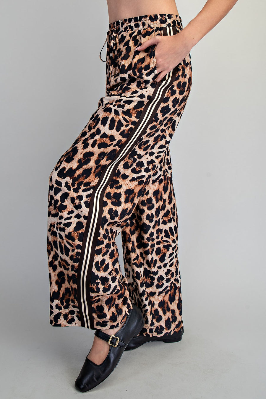 Leopard Print Side Stripe Pants